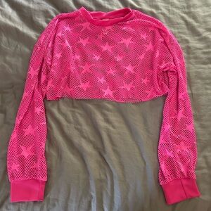 Pink Star Mesh Crop Top